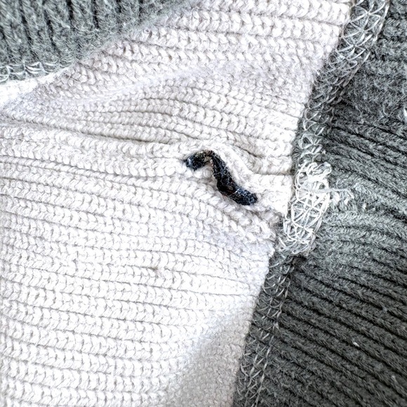 Eddie Bauer Quarter Zip Sweater Cream Striped Ribbed Knit Mens Large Pullover - Picture 7 of 9